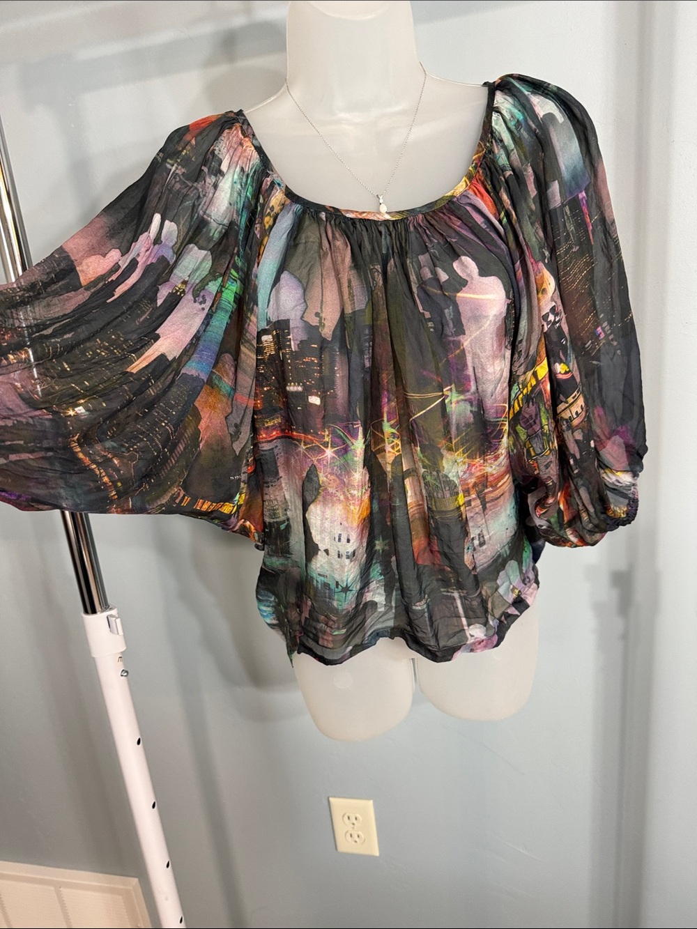 Fifteen Twenty Black Sheer Multicolor Blouse